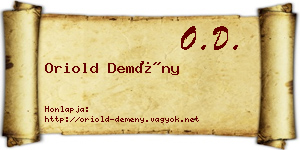 Oriold Demény névjegykártya